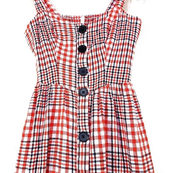 NEW Urban Outfitters UO Positano Linen Tie-Shoulder Midi Dress Red Gingham Small - Picture 3 of 10
